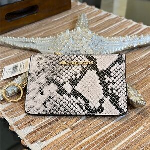 Michael Kors Black and Cream Snake Print Wristlet